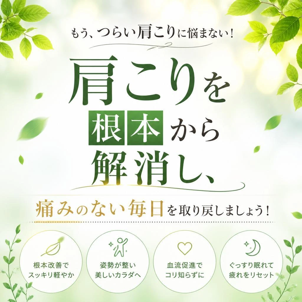 肩こりを根本から解消し、痛みのない毎日を取り戻しましょう！
